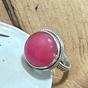 Sterling Silver with Pink Jade Ring ~ 11.5cts